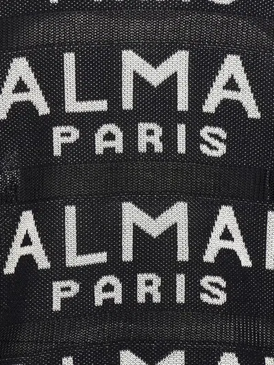 Shop Balmain Logo Sweater In White/black