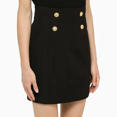 Shop Balmain Miniskirt With Gold Buttons In Black