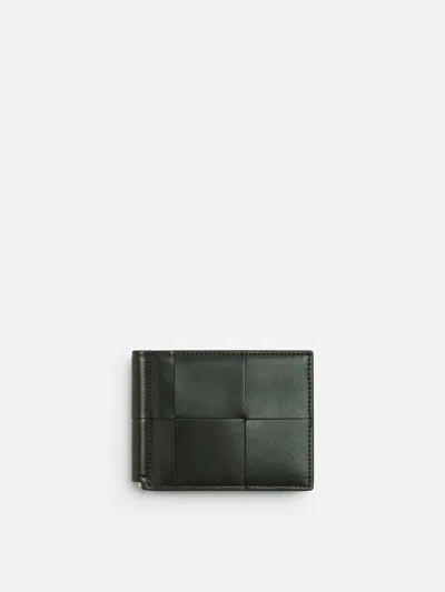 Shop Bottega Veneta Cassette Wallet With Money Clip Accessories In Green