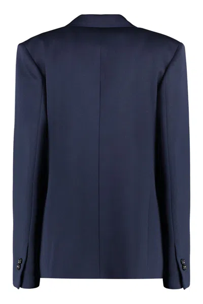 Shop Bottega Veneta Double-breasted Wool Jacket In Blue