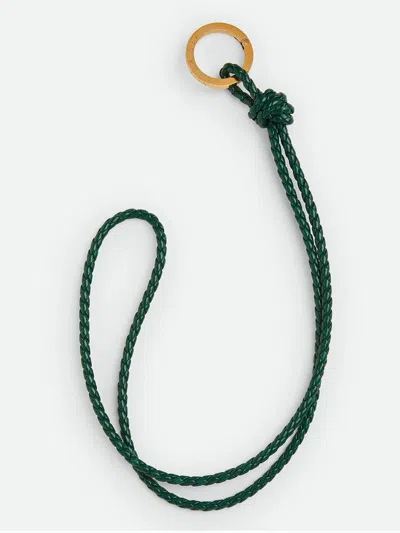 Shop Bottega Veneta Long Braided Keychain Accessories In Green