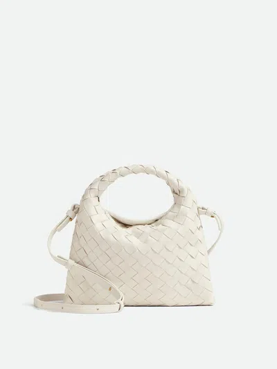 Shop Bottega Veneta Mini Hop Bags In White