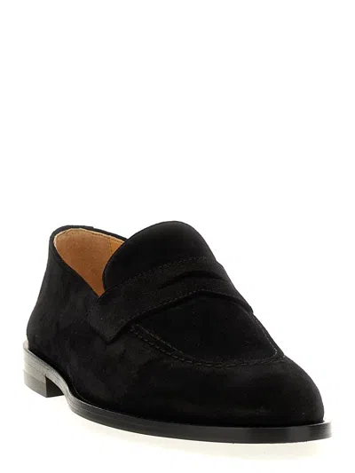 Shop Brunello Cucinelli Suede Loafers In Black