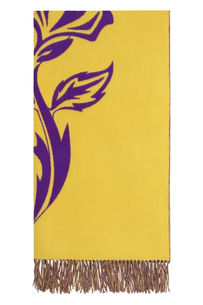 Shop Burberry Cashmere Scarf With Fringes In Purple