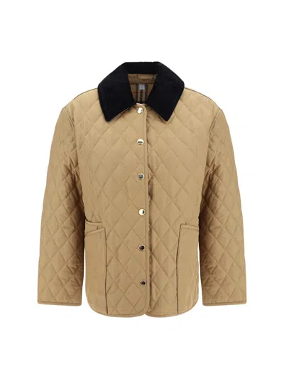 Shop Burberry Down Jackets In Camel
