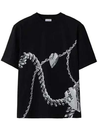 Shop Burberry T-shirt Shield Clothing In Black
