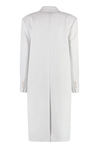 Calvin Klein Double-breasted Wool Coat In Light Gray