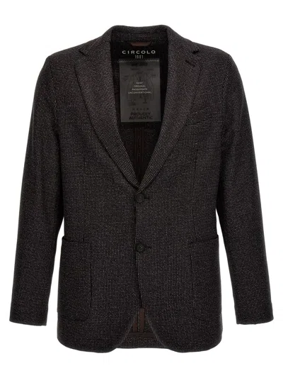 Shop Circolo 1901 'occhio Di Pernice' Wool Blazer In Brown