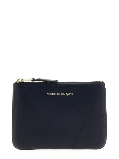 Shop Comme Des Garçons Logo Leather Wallet In Blue