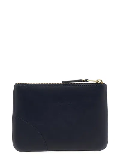 Shop Comme Des Garçons Logo Leather Wallet In Blue