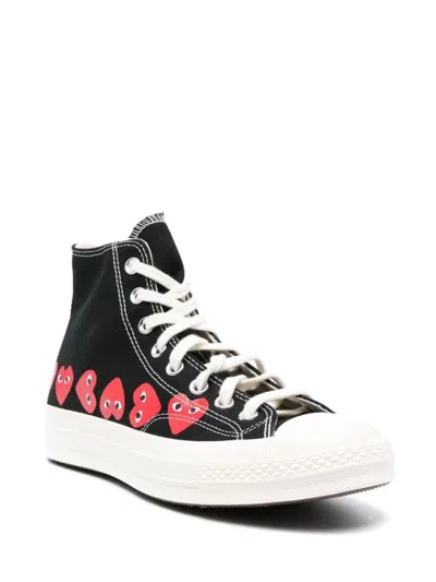 Shop Comme Des Garçons Play Sneakers With Hearts In Black