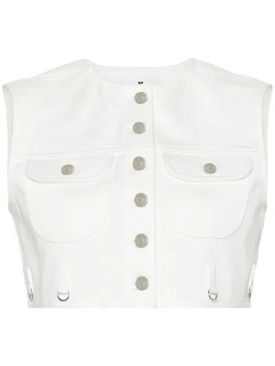Shop Courrèges Denim Crop Vest Clothing In White
