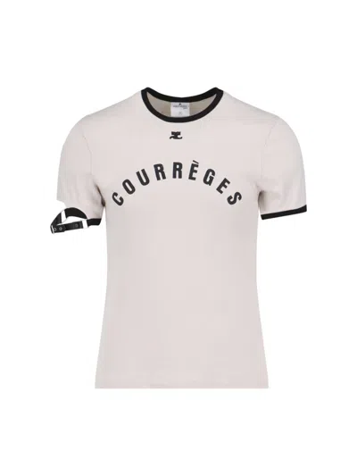 Shop Courrèges T-shirts And Polos In Beige