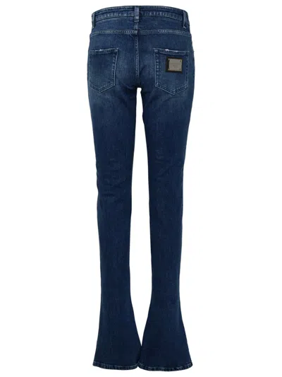 Dolce & Gabbana Dark Blue Cotton Blend Jeans In Blue