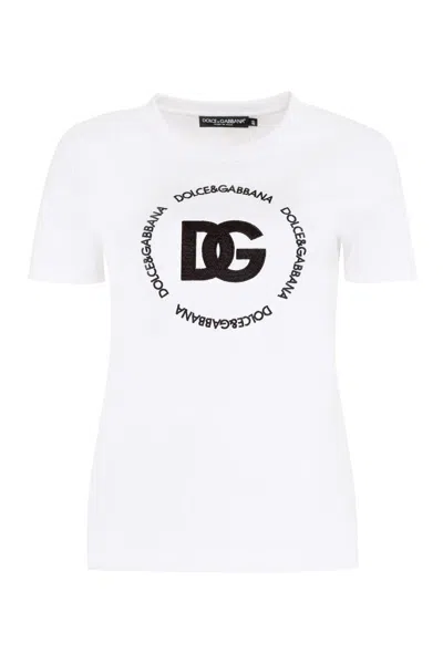 Shop Dolce & Gabbana Cotton Crew-neck T-shirt In White