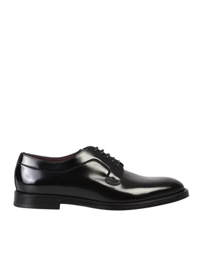Dolce & Gabbana Black Calfskin Leather Derby Men Dress Shoes In Multicolor