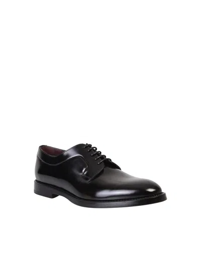 Dolce & Gabbana Black Calfskin Leather Derby Men Dress Shoes In Multicolor
