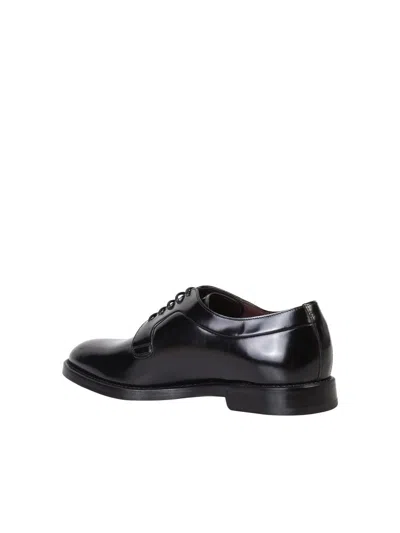 Dolce & Gabbana Black Calfskin Leather Derby Men Dress Shoes In Multicolor