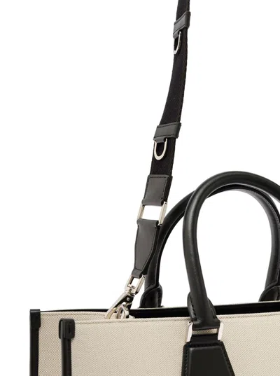 Shop Dolce & Gabbana Man's Black And White Cotton Shopper Bag With  Embossed Logo