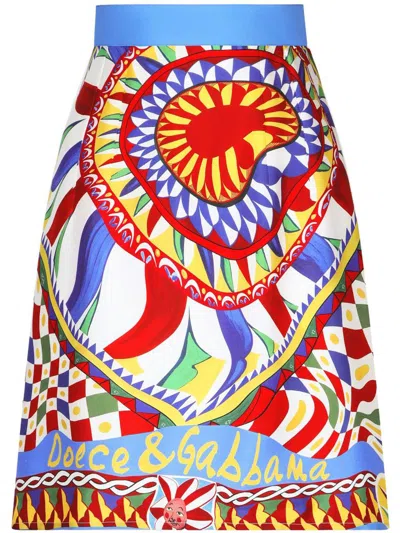 Shop Dolce & Gabbana Short Silk Skirt In Multicolour