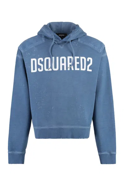 Shop Dsquared2 Cipro Cotton Hoodie In Blue