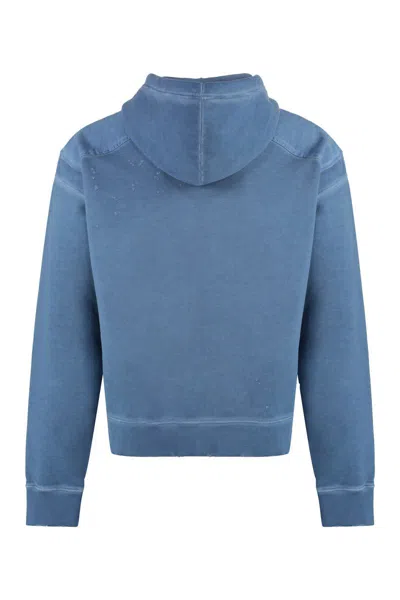 Shop Dsquared2 Cipro Cotton Hoodie In Blue