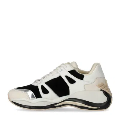 Shop Emporio Armani White And Black Chunky Sneaker