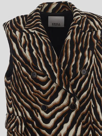 Shop Erika Cavallini Semi-couture Coats In Jaquardzebra