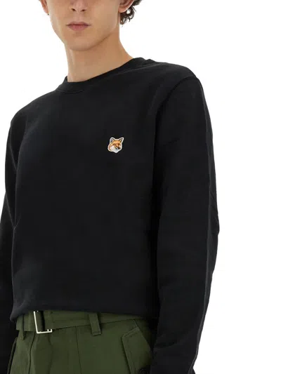 Shop Maison Kitsuné Sweatshirt With Fox Head Patch In Black