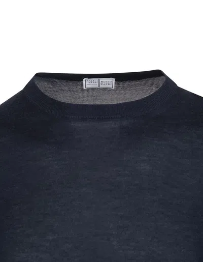 Shop Fedeli Anthracite Round Neck Pullover In Cashmere And Silk In Grey