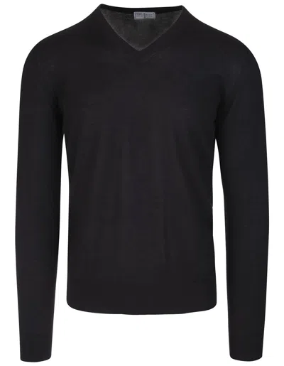 Shop Fedeli Cashmere Pullover With V-neck In Black
