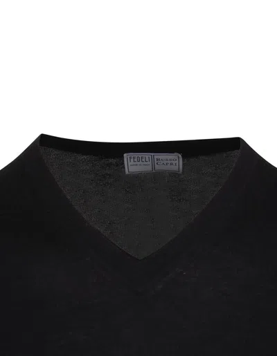 Shop Fedeli Cashmere Pullover With V-neck In Black