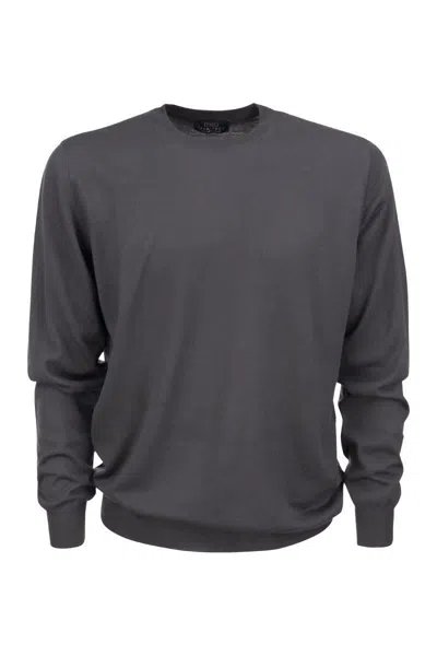 Shop Fedeli Wool Crew Neck In Anthracite