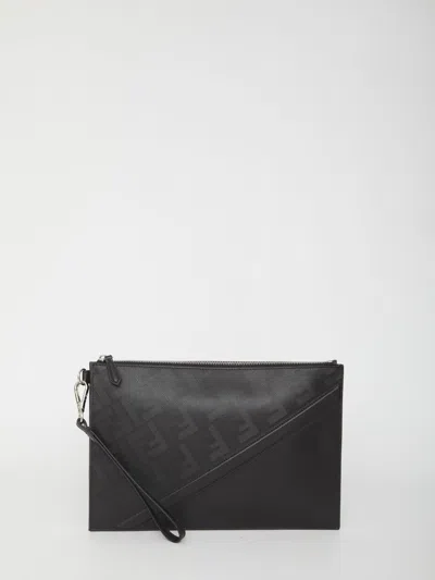 Shop Fendi Shadow Diagonal Pouch In Black