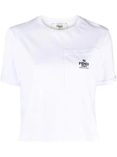 Shop Fendi T-shirt Rome Clothing In White