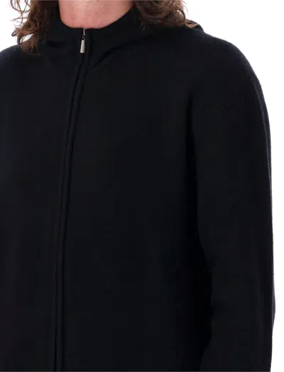 Shop Ferragamo Cashmere Zip Hoodie In Black