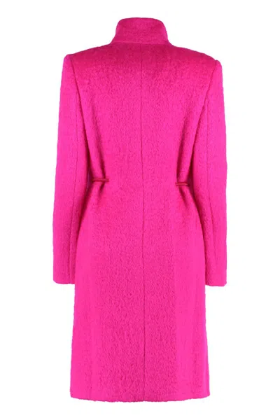 Shop Genny Mohair Blend Coat In Fuchsia