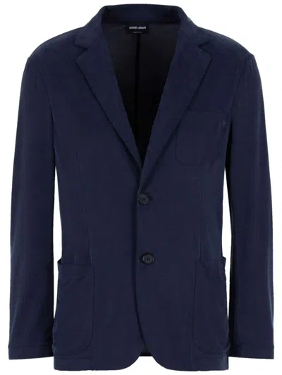 Shop Giorgio Armani Single-breasted Jacket Clothing In Blue