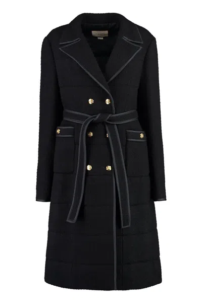 Shop Gucci Double-breasted Wool Coat In Black