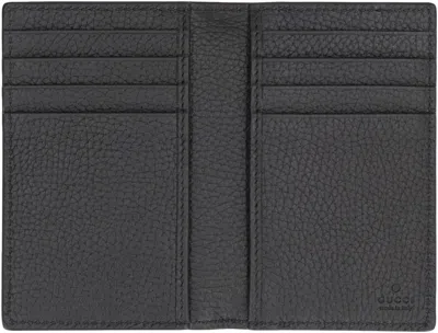 Shop Gucci Pebbled Calfskin Card Holder In Black