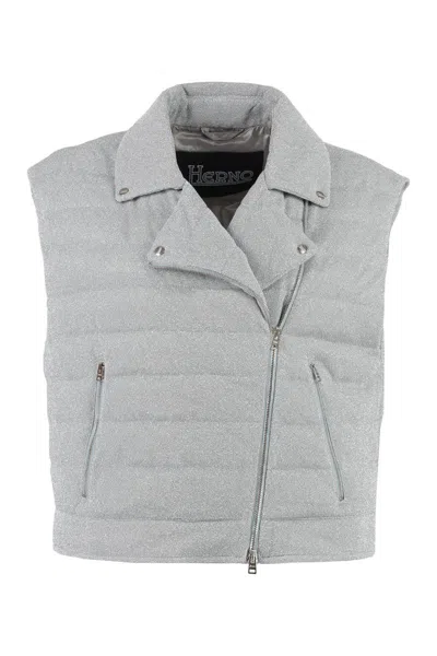 Shop Herno Full Zip Field Vest In Silver