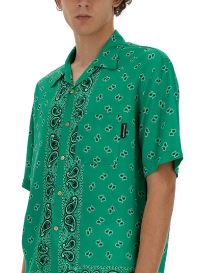 Shop Palm Angels Paisley Shirt In Green