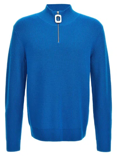 Shop Jw Anderson J.w. Anderson Half Zip Maxi Puller Sweater In Blue