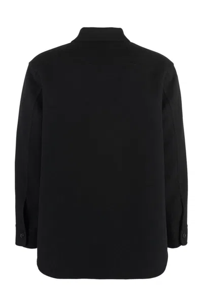 Jil Sander Wool Coat With Long Sleeves And Curved Hem In Black