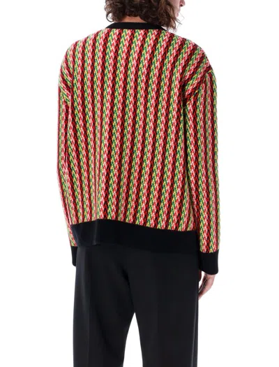 Shop Lanvin Chevron Knit Sweater In Multicolor
