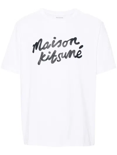 Shop Maison Kitsuné Handwriting T-shirt Clothing In White