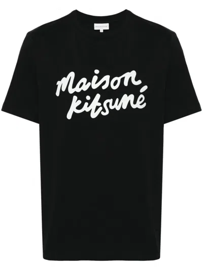 Shop Maison Kitsuné Handwriting T-shirt Clothing In Black