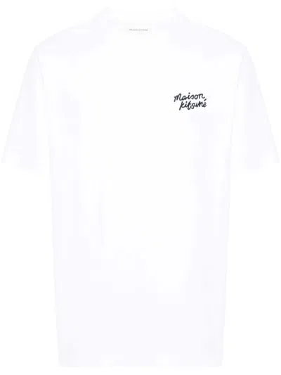 Shop Maison Kitsuné Handwritten Logo T-shirt Clothing In White