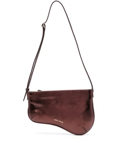 Shop Manu Atelier Mini Curve Bag Leather Shoulder Bag In Brown