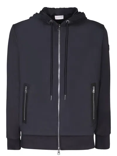 Moncler Zippered Black Cardigan In Black